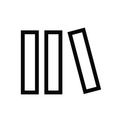 Vector illustration icon 3 books are lined up, one of the books is positioned slightly at an angle, which represents the library