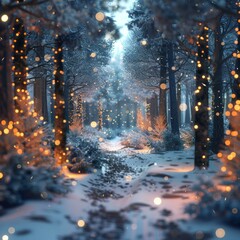 Naklejka premium winter forest illustration.
