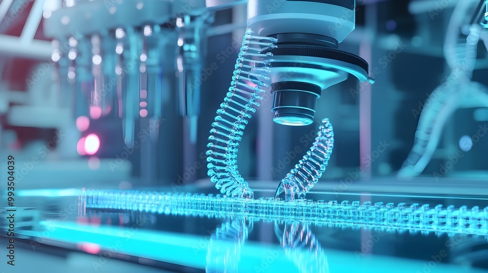 Aufkleber futuristic automated biotechnology lab with gene editing machines and tools
