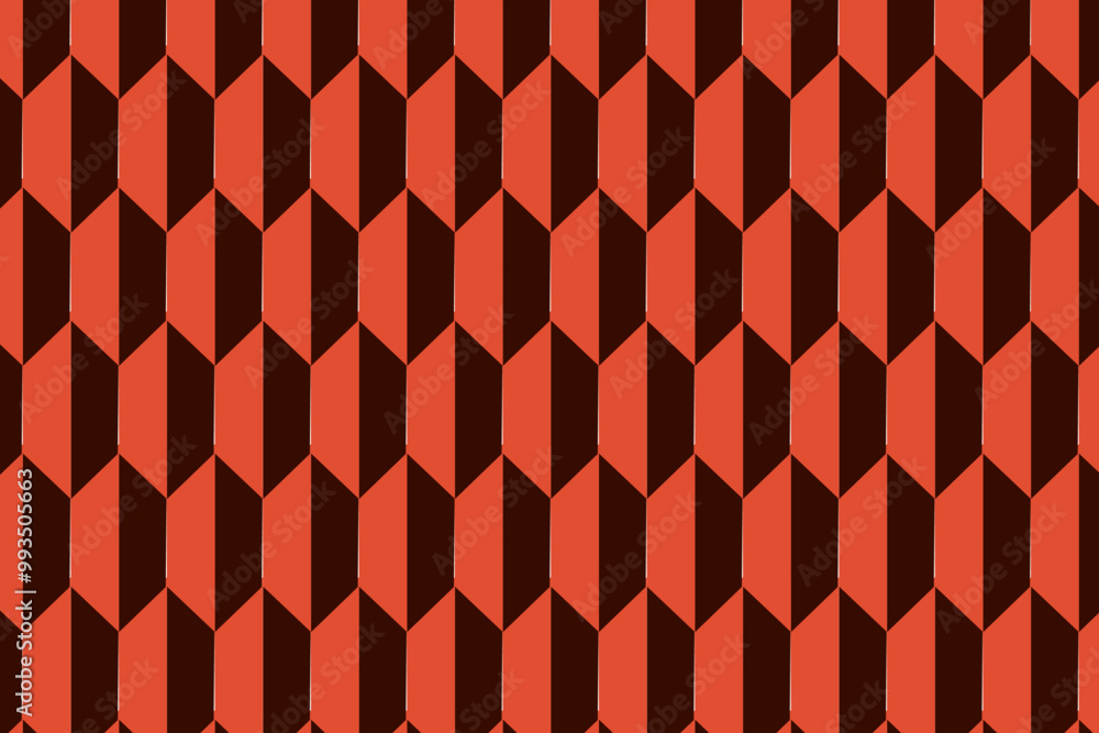 Poster red color 3d geometric cubic tiles seamless pattern