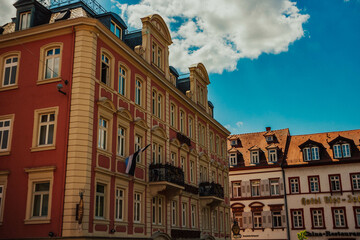 Fototapeta premium Beautiful old architecture in the city of Heidelberg against the blue sky