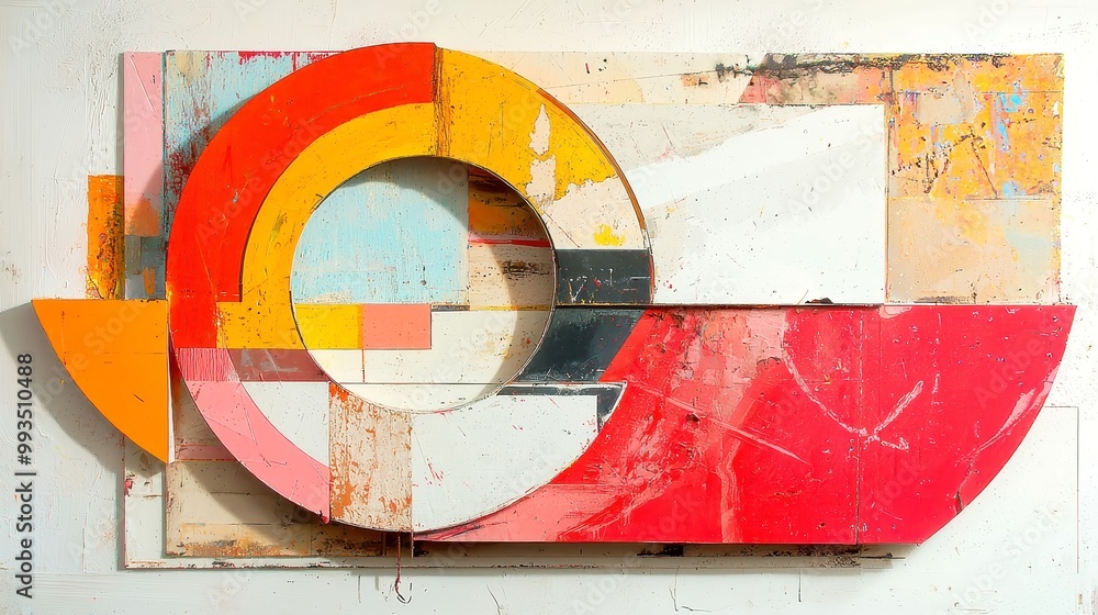 Aufkleber vibrant abstract composition, an exploration of dynamic shapes, rich colors, and intriguing textures