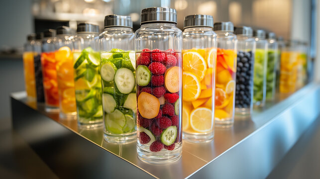 Photo of dispenser jars with fruit infused water