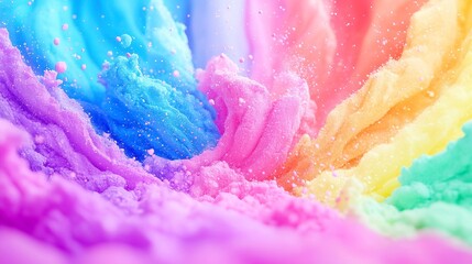 Ethereal Rainbow Cascade, a mesmerizing display of vibrant powder swirling in a graceful dance,...