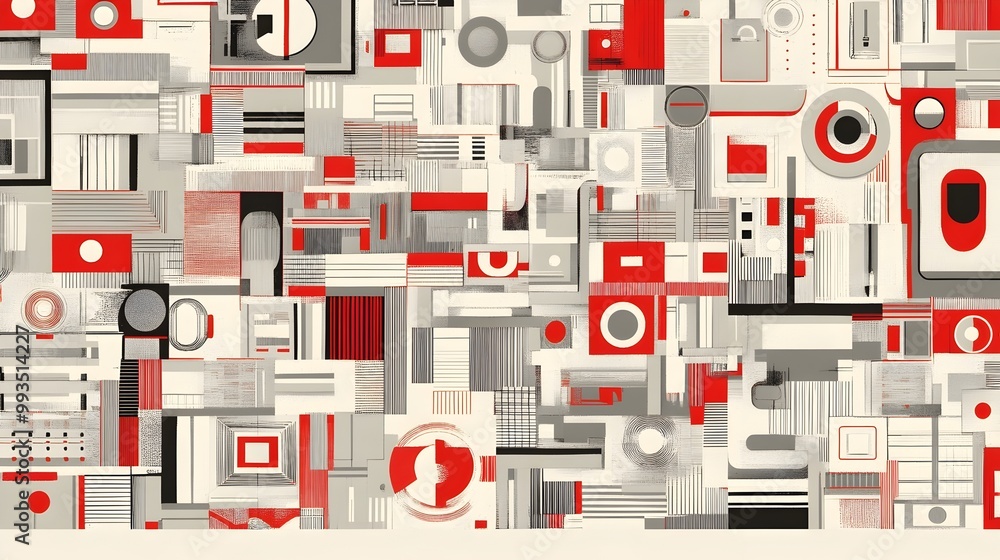 Poster minimalist abstract geometric shapes and patterns in monochrome tones
