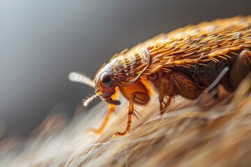 Obraz premium Selective focus macro photo of flea on fur