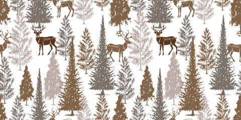 Whimsical Winter and Christmas Seamless Pattern