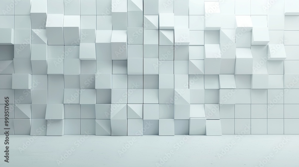Poster futuristic high-tech space, illuminated backdrop, featuring a diamond-shaped block structure, textur