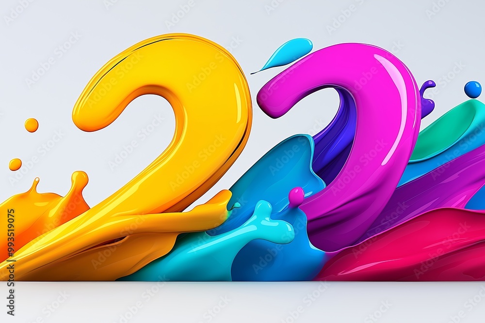 Aufkleber colorful splash of paint with the number 22 in the middle. the number is surrounded by a wave of pai