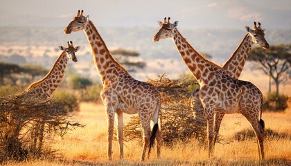 Fototapeta premium giraffes in the african savannah