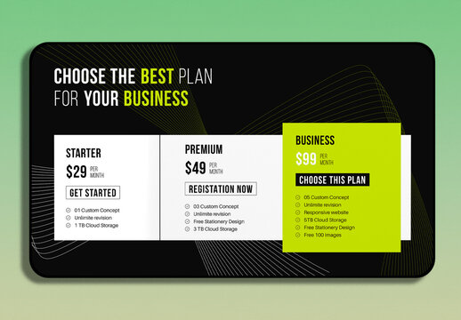 Pricing Table Layout