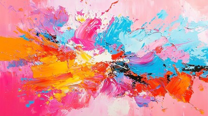 Fototapeta premium Vibrant Abstract Expression, dynamic energy through expressive brushstrokes, blending acrylic and watercolor textures on a rich canvas, evoking deep emotions and movement.