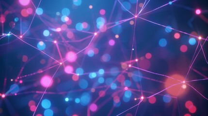 Colorful digital connections with bright dots and lines in a dark background, creating a vibrant network effect.