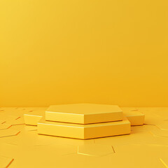黄色、ハニカム、台座、シンプル
