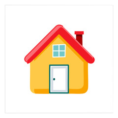 Color icon of house white background. Vector illustration.