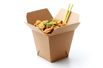 Cardboard take away box for noodle isolated on white background