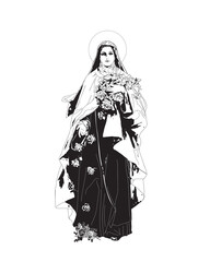 Saint Therese of Lisieux Child Jesus Illustration catholic religious vector