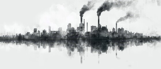 Air Pollution Flat Design Side View Illustration