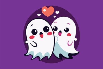 the playful design of cute ghosts kiss vector  illustration   vector eps