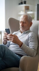 senior person using smartphone