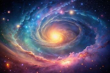 Soft Pastel Galaxy with Swirling Colors and Stars Creating a Dreamy Cosmic Background