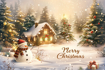 Christmas Greeting Card: The snowman invites you to his domain