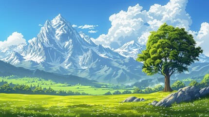 Picturesque Mountain Landscape with Lush Greenery