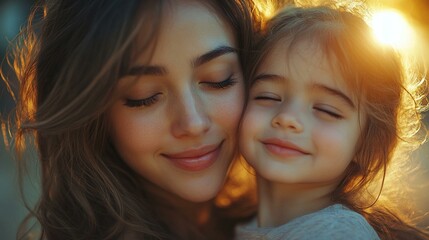 the Mother and teenage daughter hugging, displaying a fashionable and affectionate bond.