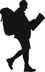 Adventure silhouettes of male and female mountain climbers