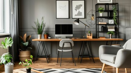 Contemporary Work from Home Space in Living Room with Minimalist Design