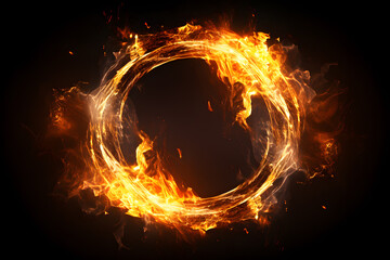 Realistic Ring of fire isolated on a black background