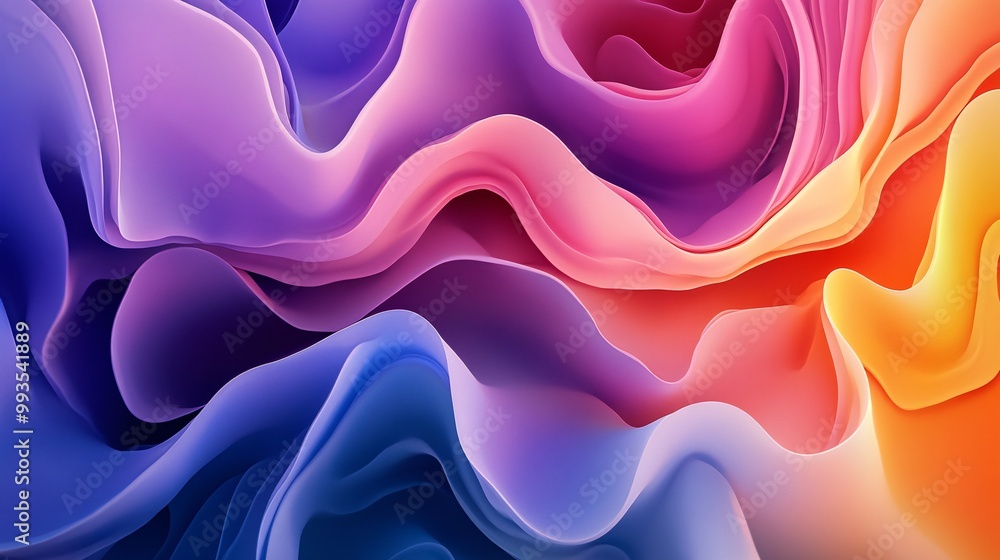 Wall mural Vibrant Fluidity: Abstract Organic Shapes in Dynamic Gradient Colors