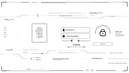 Password enter HUD technological infographic elements. white background Texture.HUD 2GFX Technology Sci Fi 2D texture.