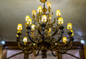 chandelier on the ceiling
