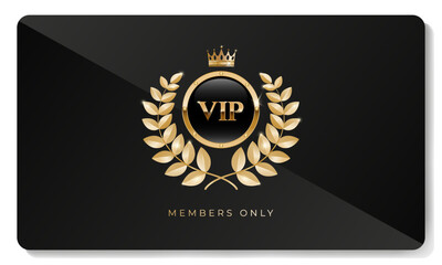 Premium VIP card  in black color with golden elements. Vector illustration