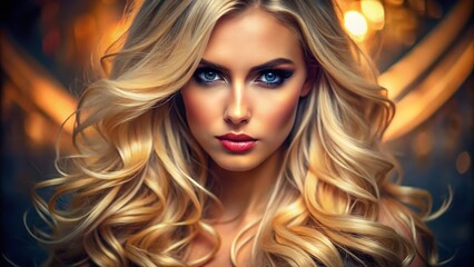 Fototapeta premium Stunning Blonde Hair with Beautiful Blonde Highlights Perfect for Fashion and Hair Styling Concepts