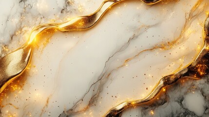 Abstract high quality white marbled texture with golden highlights, noble background