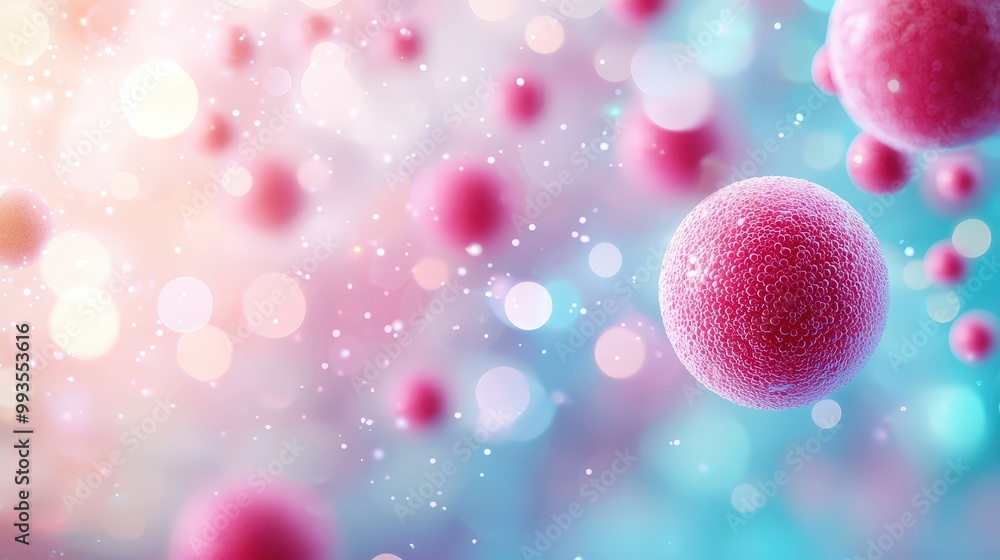 Aufkleber this vibrant image showcases colorful microorganisms against a soft bokeh background, perfect for hi
