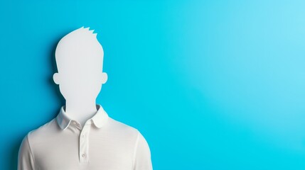 Minimalist Illustration of Faceless Man in Polo Shirt Against Blue Background for Identity Concept