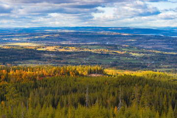 Wiev of the rural landscape of Toten in fall.