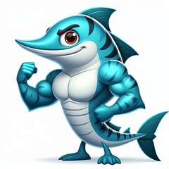 Naklejka premium Cartoon Strong Barracuda 3d Generative aI
