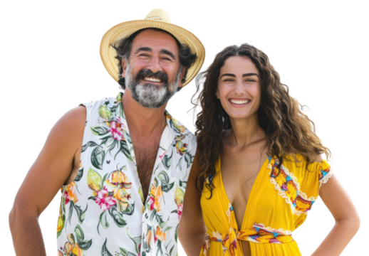 PNG  Smiling couple in beach attire