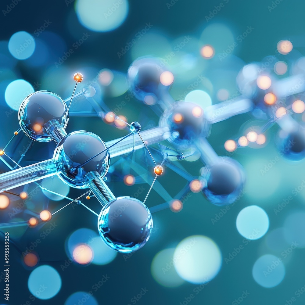 Poster abstract molecular structure with colorful background