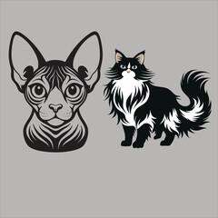  Siamese Cat, Persian Cat, Maine Coon Cat, Bengal Cat, Sphynx Cat. vector