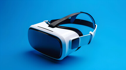 Virtual reality headset with futuristic blue glow showcasing cutting-edge VR technology for immersive experiences in gaming, education, and simulations