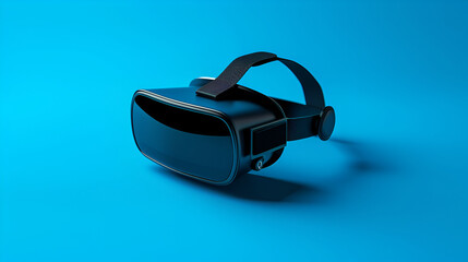Virtual reality headset with futuristic blue glow showcasing cutting-edge VR technology for immersive experiences in gaming, education, and simulations