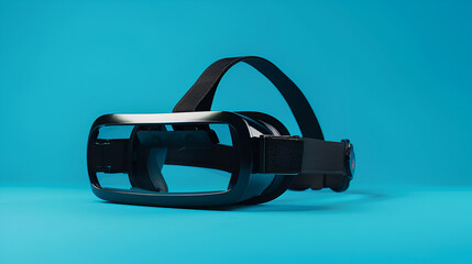Virtual reality headset with futuristic blue glow showcasing cutting-edge VR technology for immersive experiences in gaming, education, and simulations