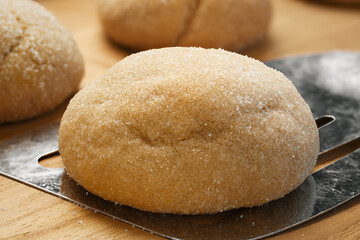 Freshly baked ginger cookie closeup