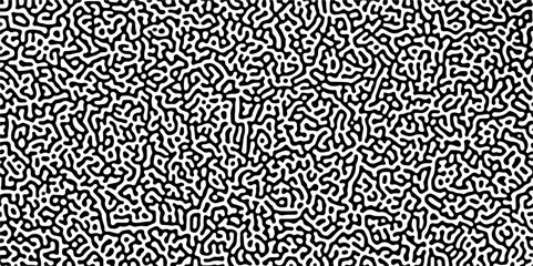 Turing reaction diffusion monochrome seamless pattern with chaotic motion. Abstract Turing organic wallpaper with background. Abstract diffusion pattern with chaotic shapes. Vector illustration	
