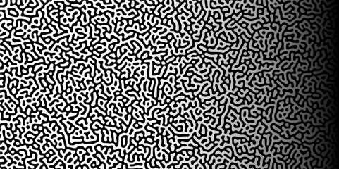 Turing reaction diffusion monochrome seamless pattern with chaotic motion. Abstract Turing organic wallpaper with background. Abstract diffusion pattern with chaotic shapes. Vector illustration	
